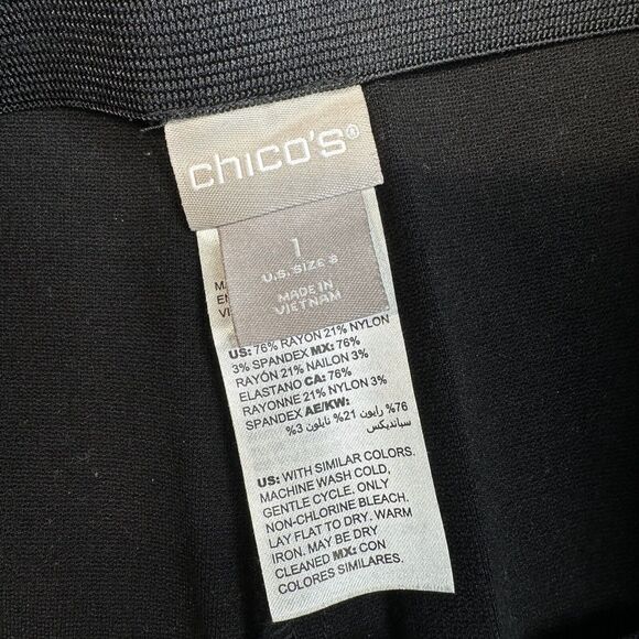 Chicos Ponte Knit Ankle Pants 1 (US 8/Medium) Black Stretch Pull On Slimming EUC - Picture 5 of 8